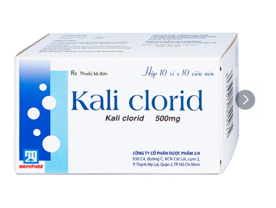 Viên nén Kali Clorid 500mg Nadyphar phòng và điều trị các chứng giảm kali huyết (10 vỉ x 10 viên)