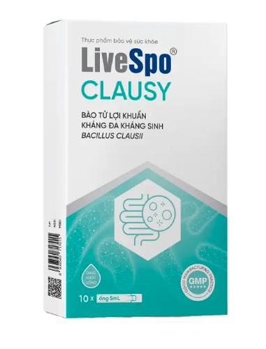 LiveSpo CLAUSY 10 ống x 5ml - Bào Tử Lợi Khuẩn Kháng Đa Kháng Sinh Bacillus Clausii