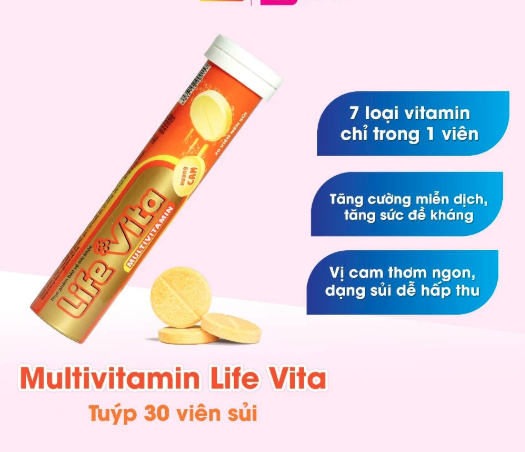 Viên Sủi Life Vita Multivitamin Hộp 20 viên - Bổ Sung Vitamin, Hỗ Trợ Tăng Sức Đề Kháng