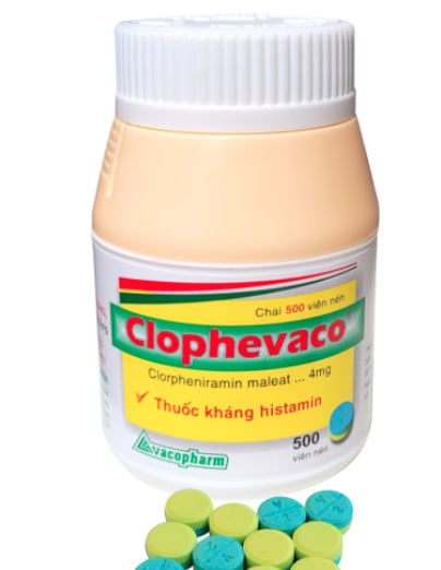 Clophevaco (Clorpheniramin 4mg) Lọ/500v