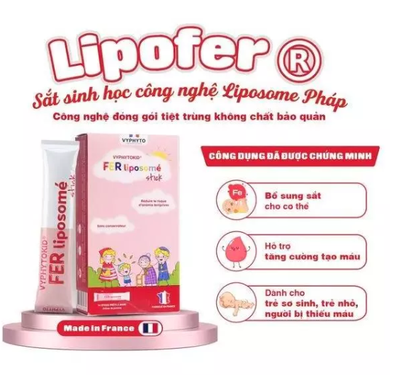 Sắt Dạng Gói Fer Liposomé Stick (14 gói x 10ml) - Hỗ Trợ Giảm Tình Trạng Thiếu Máu Do Thiếu Sắt