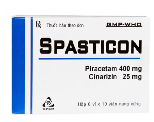 Viên nén Spasticon điều trị bệnh não do chấn thương, đau nửa đầu (6 vỉ x 10 viên)-Tv pharma