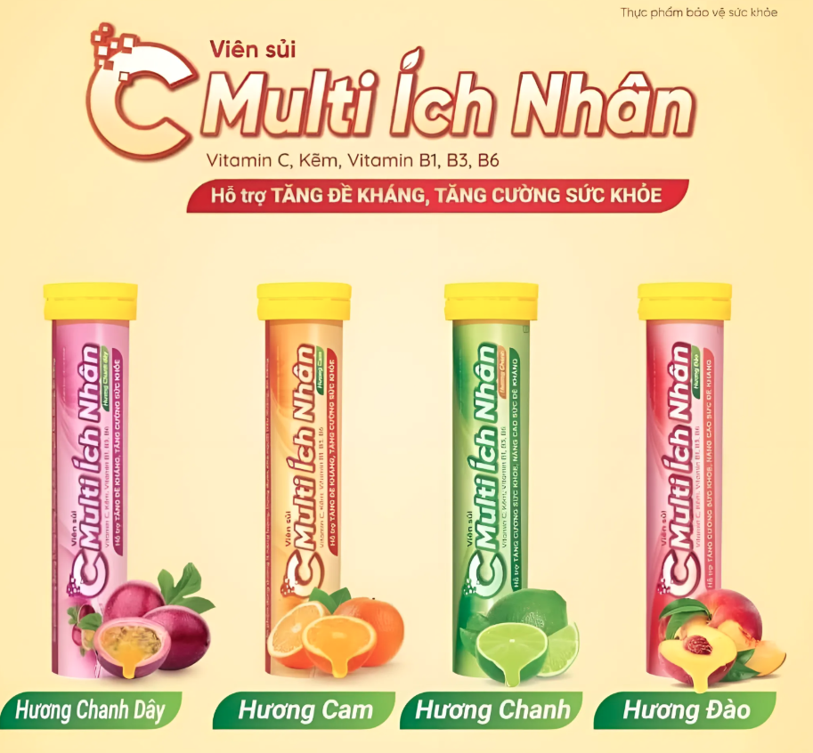Viên sủi Cmulti Ích Nhân hương Chanh (tuyp/16v)