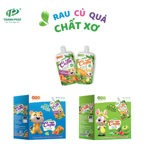 Thạch Ăn ngon Jelly Cutin rau củ quả Hộp 6 túi x 125ml