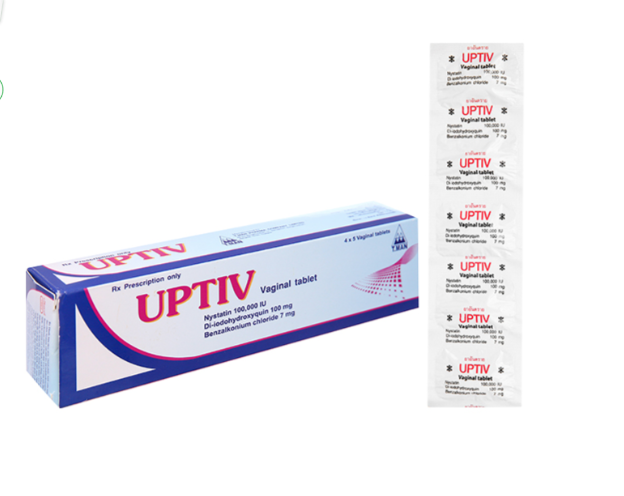 Viên đặt âm đạo Uptiv trị viêm âm đạo, âm hộ (4 vỉ x 5 viên)