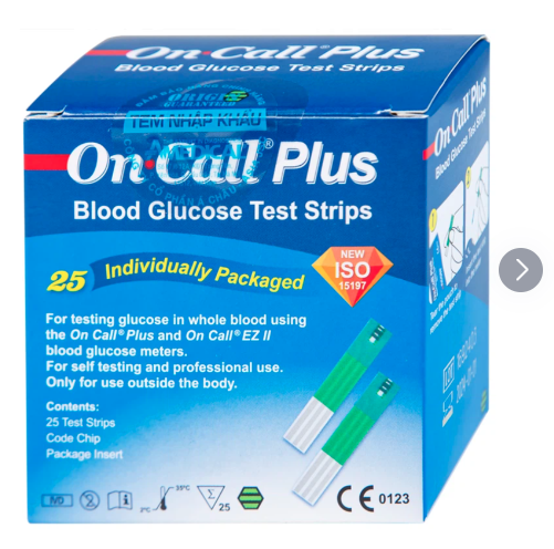 Que thử đường huyết On Call Plus (2LỌ*25 cái)