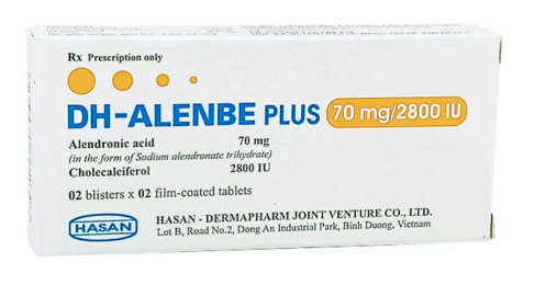 Thuốc DH-Alenbe Plus 70mg/2800IU Hasan điều trị loãng xương (2 vỉ x 2 viên)