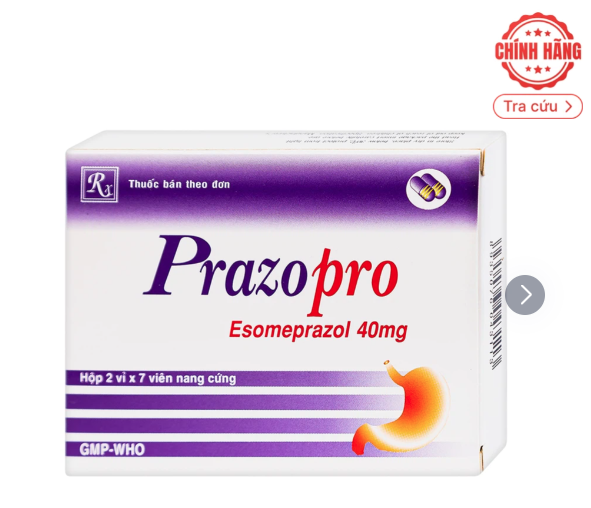 Thuốc Prazopro 40 TV.Pharm điều trị loét dạ dày - tá tràng lành tính (2 vỉ x 7 viên)