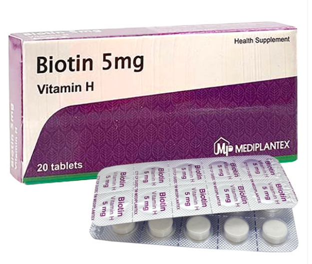 BIOTIN 5mg | Vitamin H (hộp 20v) Dược Mediplantex - Hộp