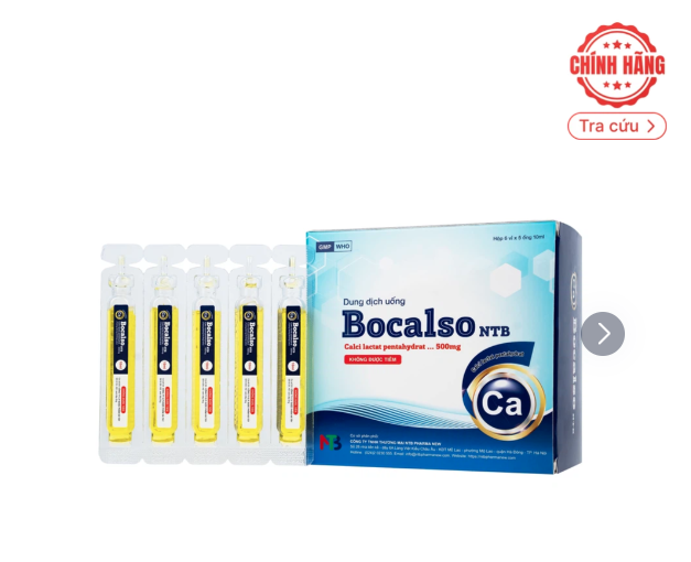 Thuốc Bocalso NTB Pharma bổ sung canxi 6 vỉ x 5 ống)