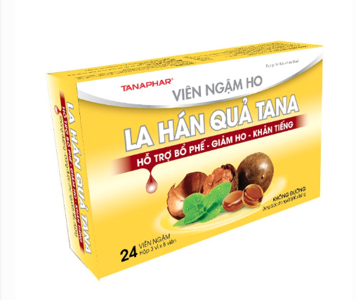 Viên ngậm ho La Hán Quả Ngậm TANA không đường hộp 3 vỉ x 8 viên