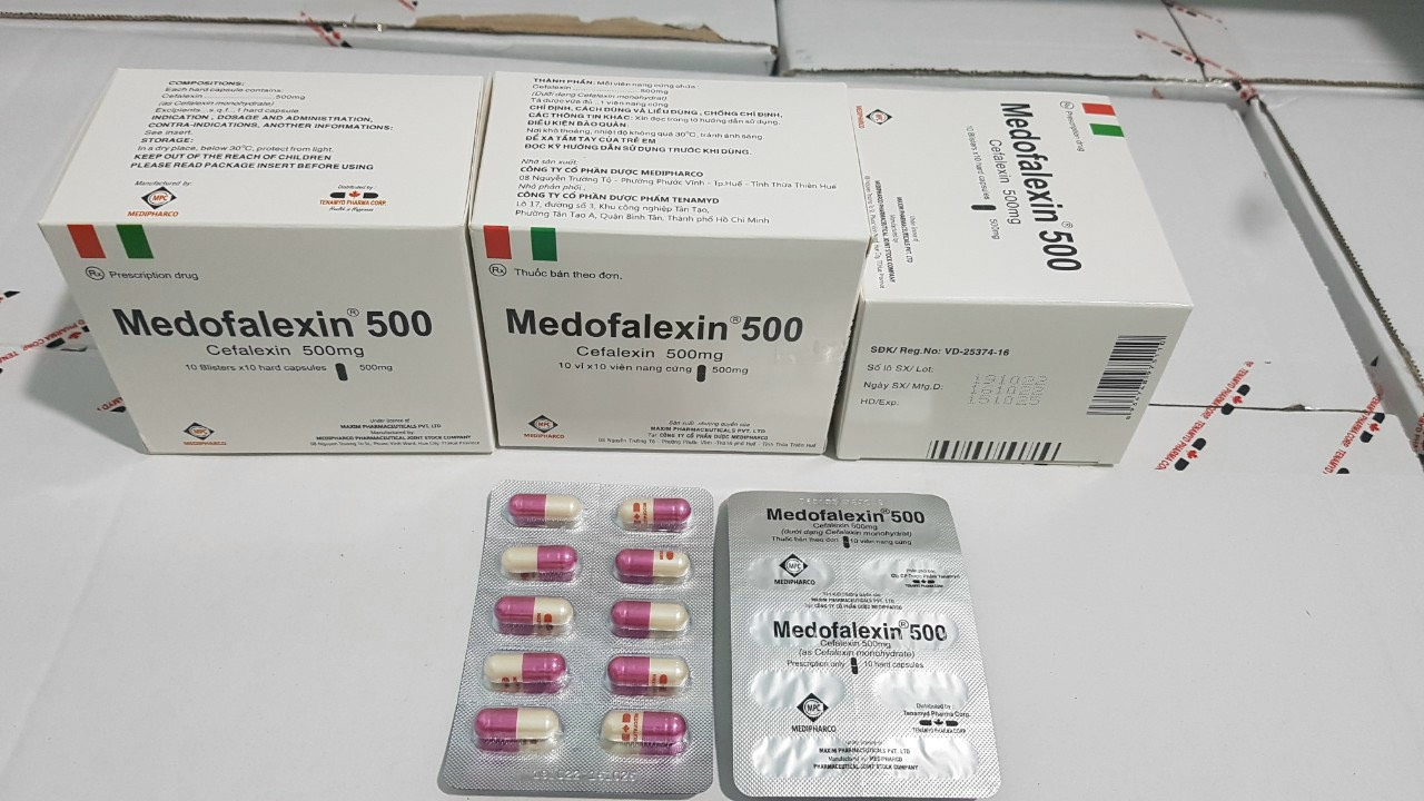 Medofalexin 500 (Cephalexin) (H/100 viên) - Medipharco - Huế