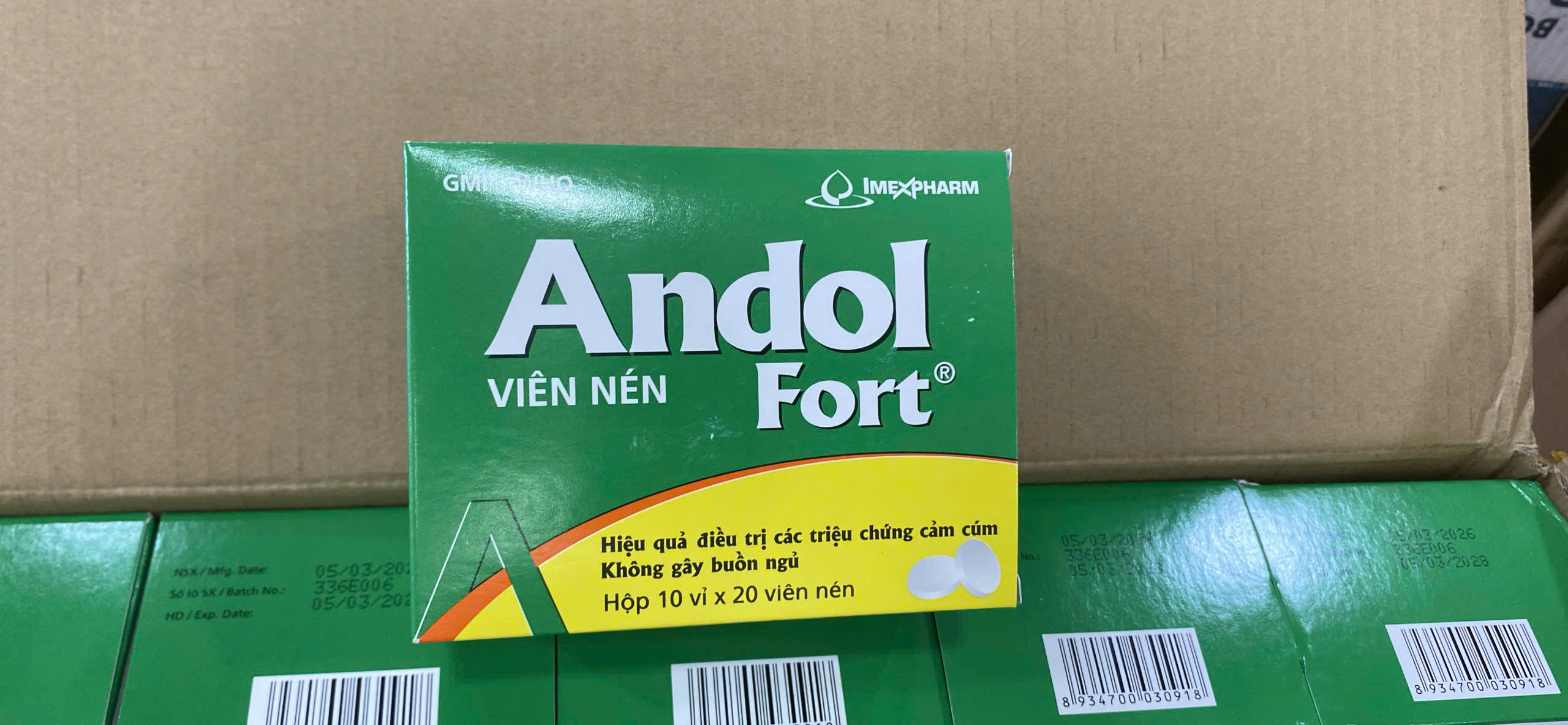 Andol Fort điều trị triệu chứng cảm cúm (25 vỉ x 20 viên) -Imexpharm